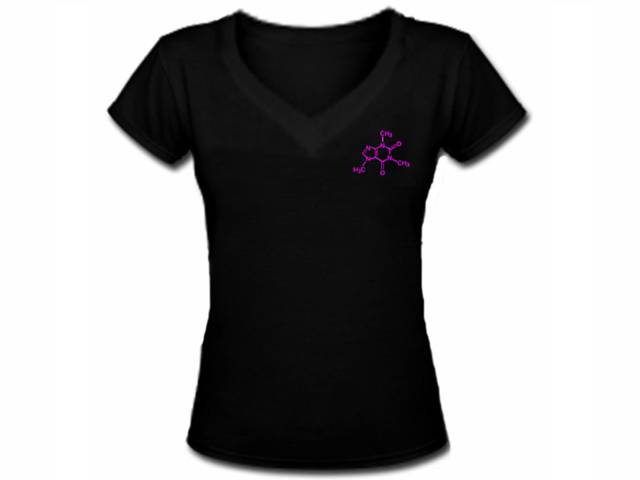 Caffeine coffee gift molecule women/girls v neck tee shirt